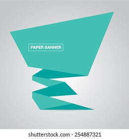 turquoise origami paper speech bubble or web banner .vector illustration