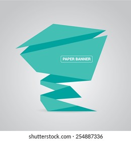 turquoise origami paper speech bubble or web banner .vector illustration