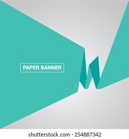 turquoise origami paper speech bubble or web banner .vector illustration