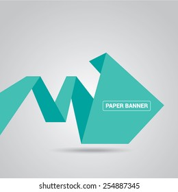 turquoise origami paper speech bubble or web banner .vector illustration