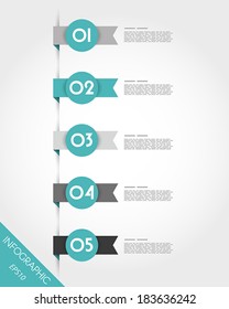 turquoise origami ribbon with circle. infographic concept.
