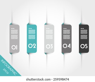 turquoise origami rounded square bookmarks. infographic concept.