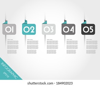 turquoise origami rounded square stickers. infographic concept.