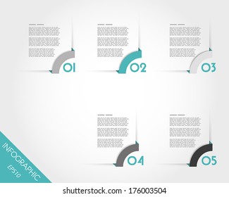 Turquoise Origami Triangular Arc Corner Stickers. Infographic Concept.