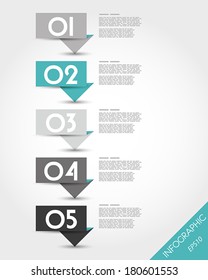 turquoise paper origami long stickers. infographic concept.