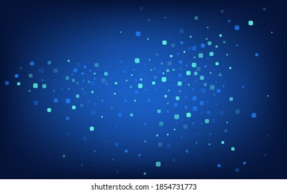 Turquoise Particle Abstract Blue Vector Background. Invitation Cell Invitation. Decoration Square Illustration. Blue Celebration Postcard.