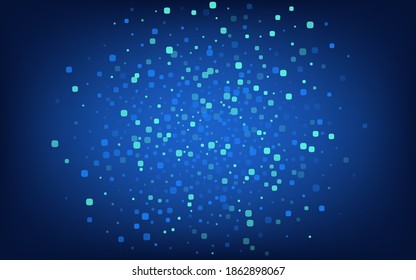 Turquoise Particle Celebrate Blue Vector Background. Carnaval Rhombus Pattern. Invitation Square Postcard. Blue Abstract Illustration.