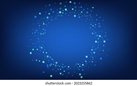 Turquoise Particle Decoration Blue Vector Background. Carnaval Confetti Postcard. Celebration Cell Wallpaper. Blue Abstract Illustration.