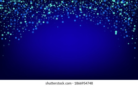Türkisfarbener Partikeleffekt blauer Vektorhintergrund. Abstrakte Rhombus-Postkarte. Celebration Square Banner. Hintergrund der blauen Unabhängigkeit