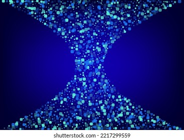 Turquoise Particle Falling Blue Vector Background. Top Cell Wallpaper. Carnaval Square Banner. Blue Effect Invitation.