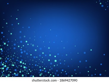 Türkisfarbene Partikel Unabhängigkeit blauer Vektorhintergrund. Carnaval Confetti Design. Flying Cell-Muster. blauer Hintergrund der Dekoration.