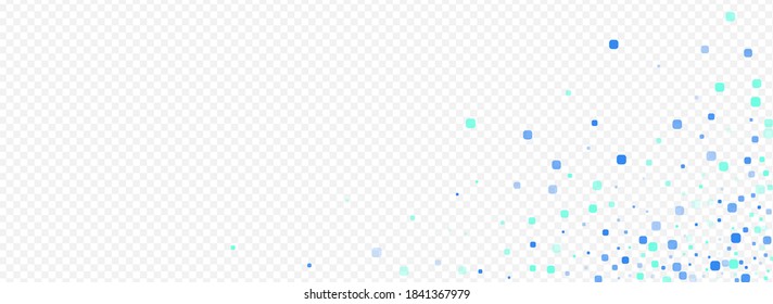 Turquoise Particle Independence Panoramic Vector Transparent Background. Decoration Square Illustration. Invitation Cell Design. Blue Abstract Card.