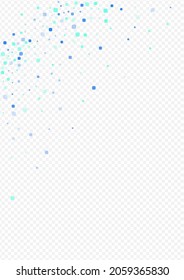 Turquoise Particle Top Vector Transparent Background. Carnaval Rhombus Backdrop. Celebration Confetti Illustration. Blue Effect Banner.