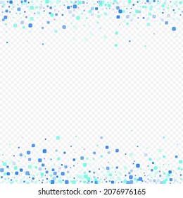 Fondo transparente del vector superior de partículas turquesas. Cartel de Invitación cuadrada. Decoración Rhombus. Tarjeta de Independencia Azul.
