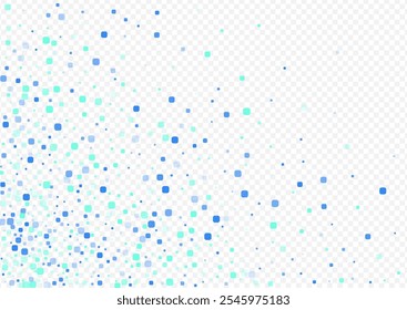 Turquoise Particle Top Vector Transparent Background. Decoration Square Texture. Independence Rhombus Backdrop. Blue Celebrate Invitation.