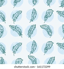 Turquoise pattern with feathers