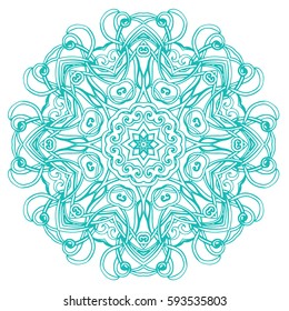 Turquoise patterned mandala.  Vector illustration. Illustration for greeting cards, invitations, and other printing projects.