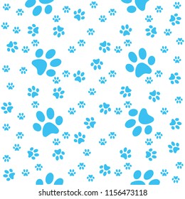 Turquoise paws pattern, paw background illustration