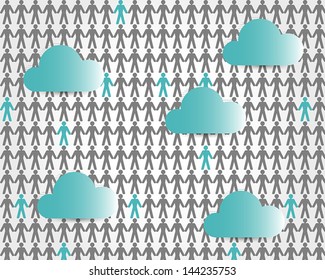turquoise people background with clouds. infographic concept.