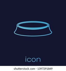 Turquoise Pet food bowl for cat or dog line icon isolated on blue background. Vector Illustration
