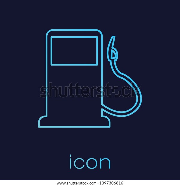 Turquoise\
Petrol or Gas station line icon isolated on blue background. Car\
fuel symbol. Gasoline pump. Vector\
Illustration