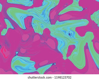 Turquoise and pink digital marbling background. Liquid surface backdrop. Cold palette suminagashi vector for web design or festival invitation. Fluid color pattern. Traditional Turkish ebru technique