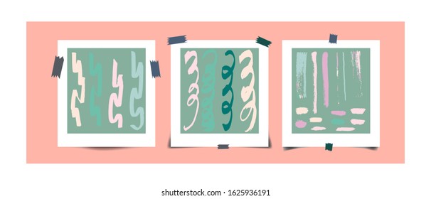 Turquoise and pink elegant creative card templates set with texture decoration. For wallpapers, banners, posters, cards, invitations, design covers, presentation, flyers. Vector illustration.