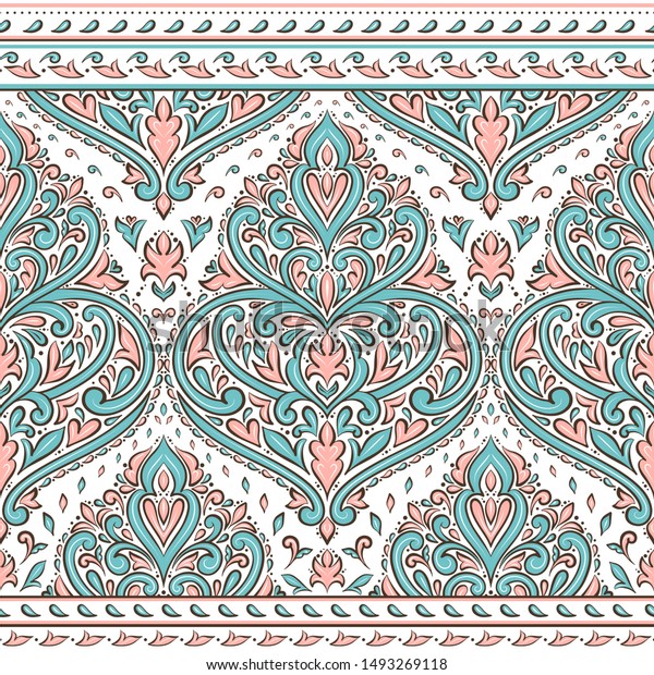 Turquoise Pink Floral Seamless Pattern Ornamental Stock Vector (Royalty ...