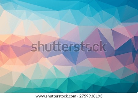 Turquoise and pink low poly landscape background. Abstract crystal texture with sharp geometric triangles for horizontal web banner or header.