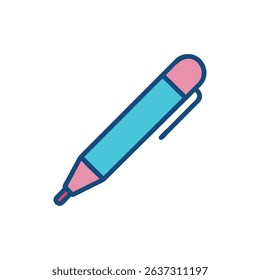Turquoise and pink marker with dark outline on White
