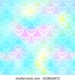 Turquoise pink mermaid vector background. Multicolored iridescent background. Fish scale pattern. Seamless pattern swatch. Holographic gradient. Mermaid skin seamless pattern. Mermaid wrapping paper