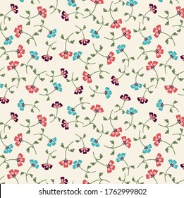 
Turquoise Pink Tulip Flower Pattern Fabric