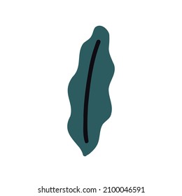 Turquoise plain leaf  hand drawn naive art