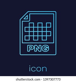 Turquoise PNG file document icon. Download png button line icon isolated on blue background. PNG file symbol. Vector Illustration