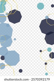 Turquoise Polygon Background Transparent Vector. Cell Medical Template. Biology Illustration. Gold Line Tech. Tile Background.