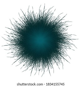 Turquoise pompon. Fluffy pompon isolated. Fur ball. 3D vector illustration.