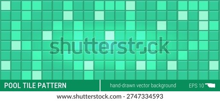 Turquoise pool-style mosaic tile wall in a minimalist bathroom, showing a clean wall and part of the shower area. Gentle gloss and soft light create a fresh modern backdrop for branding.