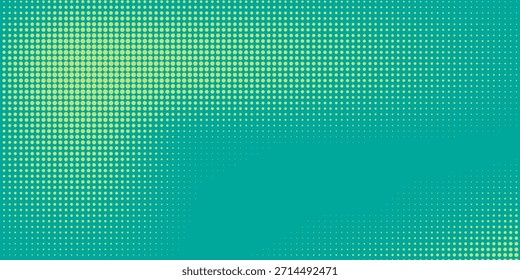 Fundo de arte pop turquesa com pontos polka de meio-tom em estilo cômico retro, modelo de ilustração vetorial eps10