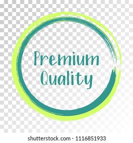 Turquoise premium quality products icon, goods package label vector design. High quality goods, food, clothing logo, premium class products sign, stamp clip art, circle tag label, sticker, emblem.