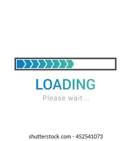 Turquoise progress loading bar. Isolated on white background. Empty space for text. Vector illustration. 