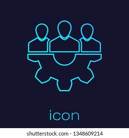 Turquoise Project team base line icon isolated on blue background. Business analysis and planning, consulting, team work, project management. Developers. Vector Illustration