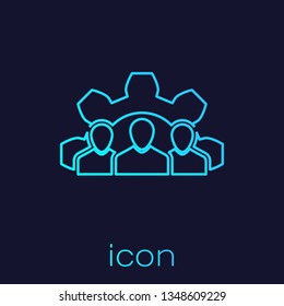 Turquoise Project team base line icon isolated on blue background. Business analysis and planning, consulting, team work, project management. Developers. Vector Illustration