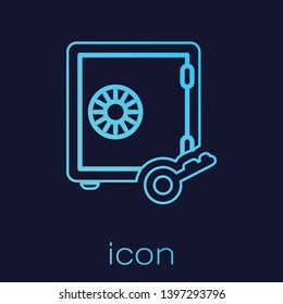 Turquoise Proof of stake line icon isolated on blue background. Cryptocurrency economy and finance collection. Vector Illustration