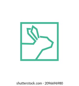Turquoise Rabbit Head Minimal Logo Vector