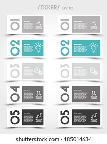 turquoise rectangular modern stickers. infographic concept.