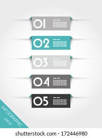 turquoise rectangular stickers with shadows. infographic concept.