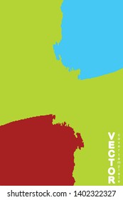 Turquoise and red brush stroke on green background. Template for book cover, poster, label. Grunge stripe vector illustration