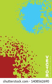 Turquoise and red brush stroke on green background. Template for book cover, poster, label. Grunge stripe vector illustration