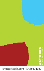 Turquoise and red brush stroke on green background. Template for book cover, poster, label. Grunge stripe vector illustration