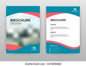 Turquoise red business brochure flyer design. Multipurpose abstract brochure template with cover & back pages. Geometric leaflet vector design. Annual report presentation. Vertical A4 format.